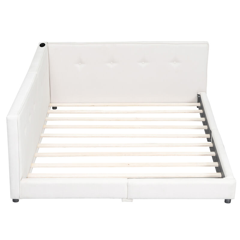 Merax Linen Upholstered Platform Daybed Bed with USB Ports