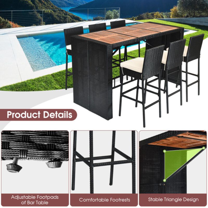 Hivvago 7 Pieces Patio Rattan Wicker Dining Furniture Set