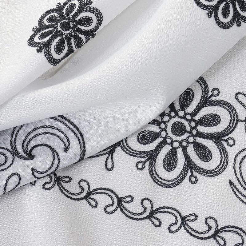 RT Designers Collection Coby Embroidered Stylish Shower Curtain 70" x 72" Black