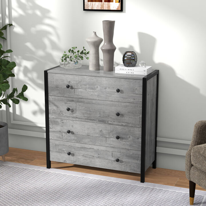 4-Drawer Modern Wooden Dresser Chest for Bedroom or Living Room Storage