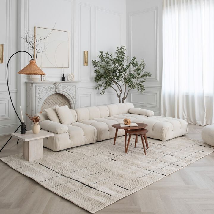 Domus Abstract Modern Green Cream Indoor Area Rug