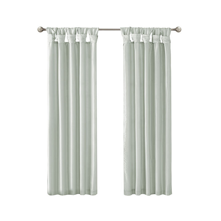 Gracie Mills Elroy Twist Tab Lined Faux Silk Window Curtain Panel - 50x108"