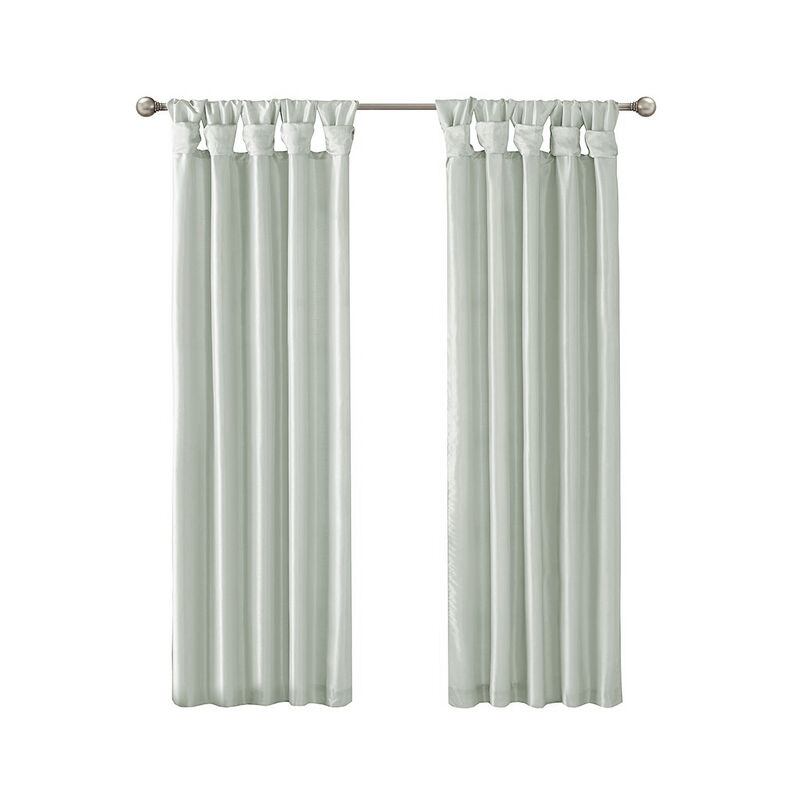 Gracie Mills Elroy Twist Tab Lined Faux Silk Window Curtain Panel - 50x108"