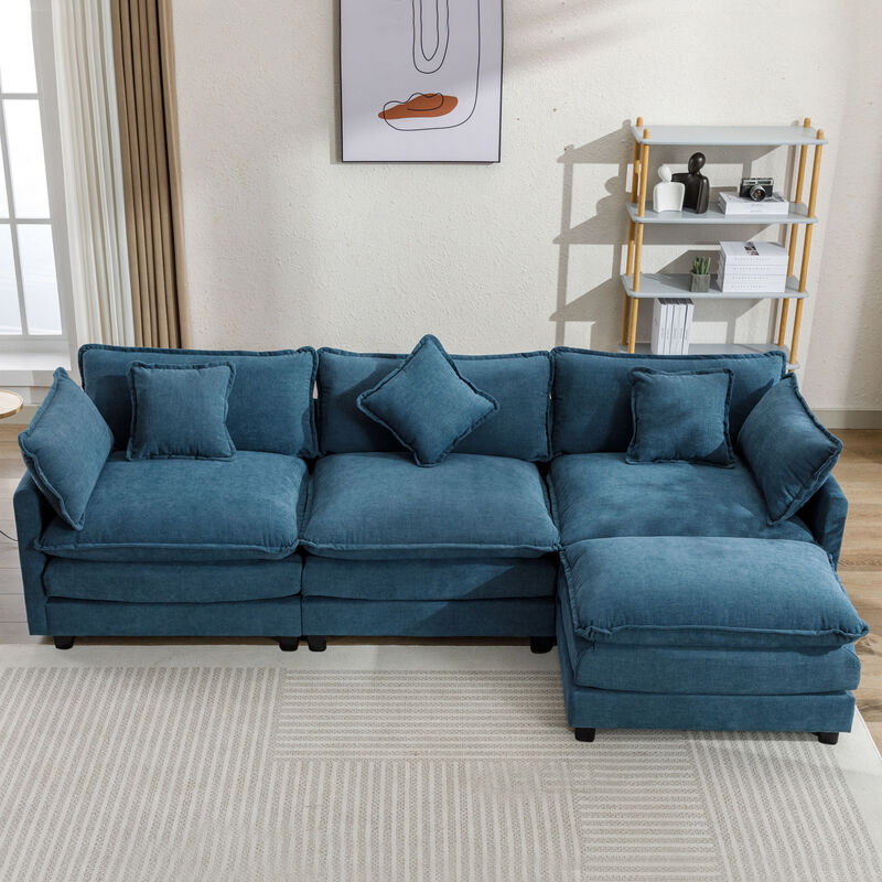 112.2" L-Shape Chenille Upholstered Sofa