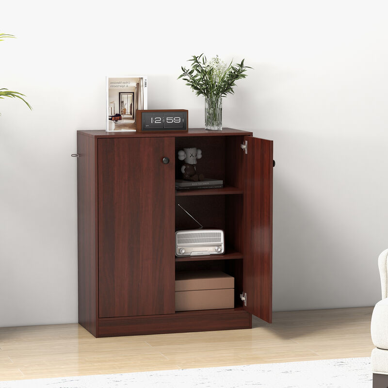 2-Door Modern Floor Storage Cabinet with 3-Tier Shelf