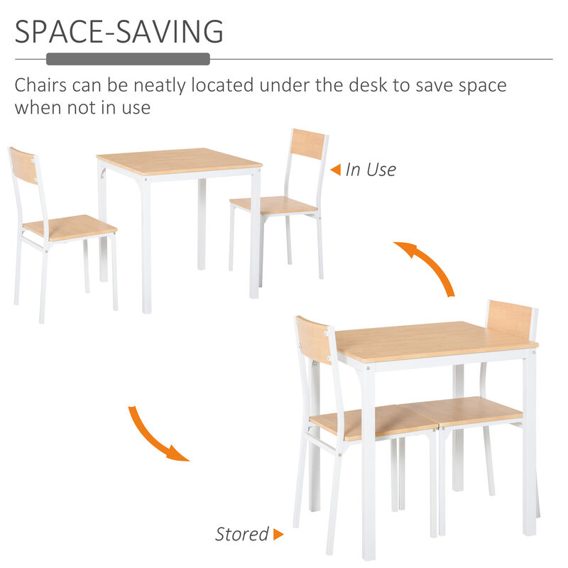 Modern Kitchen Table and 2 Chairs Furniture Collection with Sturdy Metal Frame