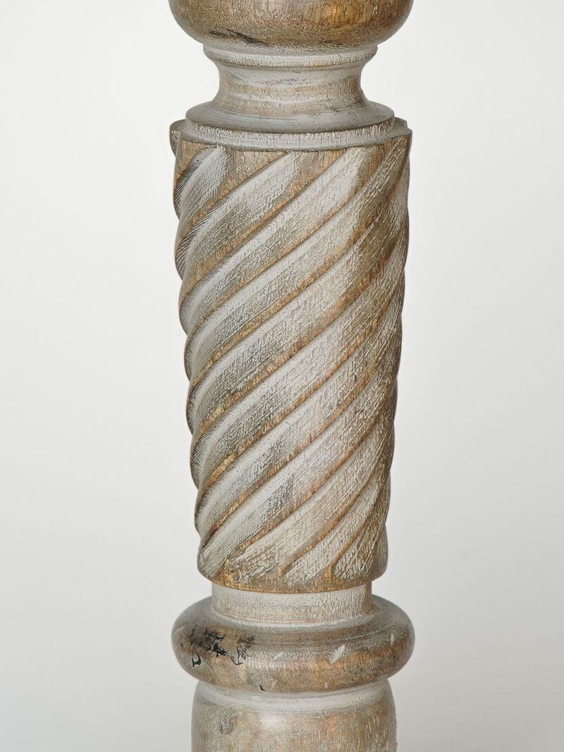 BBH Homes Traditional Gray Wash Eco-friendly Handmade Mango Wood Set Of Three 9",12" & 9" Pillar Candle Holder