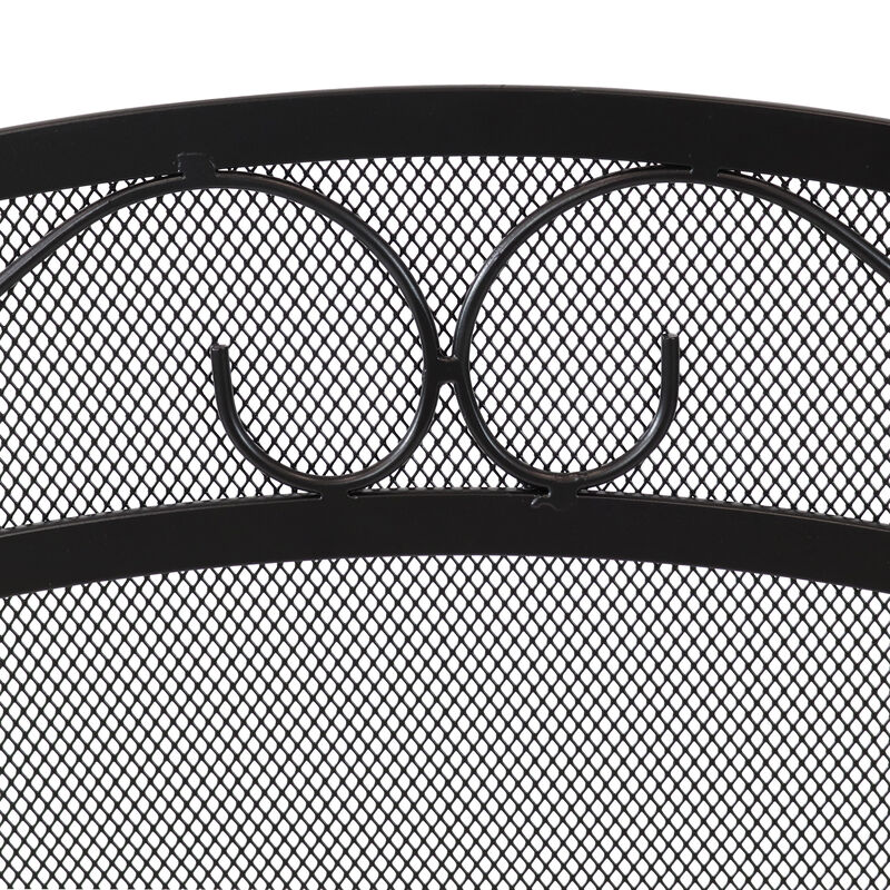 Sunnydaze 50 in Elegant Scroll Steel 3-Panel Fireplace Screen - Black