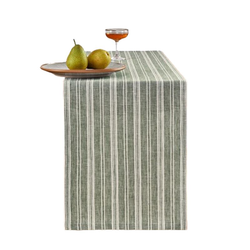Solino Home 100% Pure Linen Table Runner 14 x 36 Inch | Chelsea Stripe