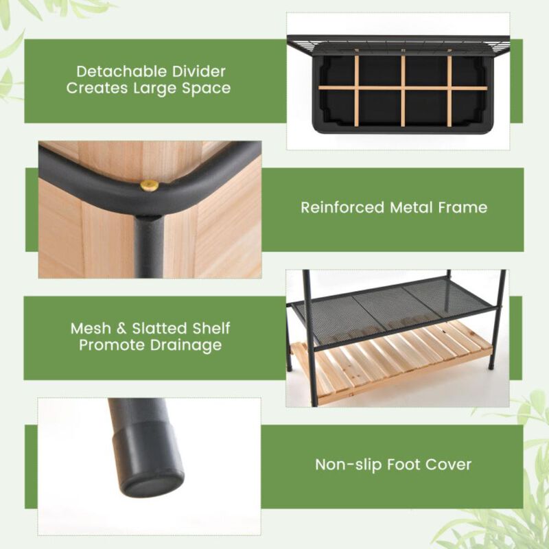 Hivvago Raised Garden Bed with Trellis 2-tier Storage Shelves