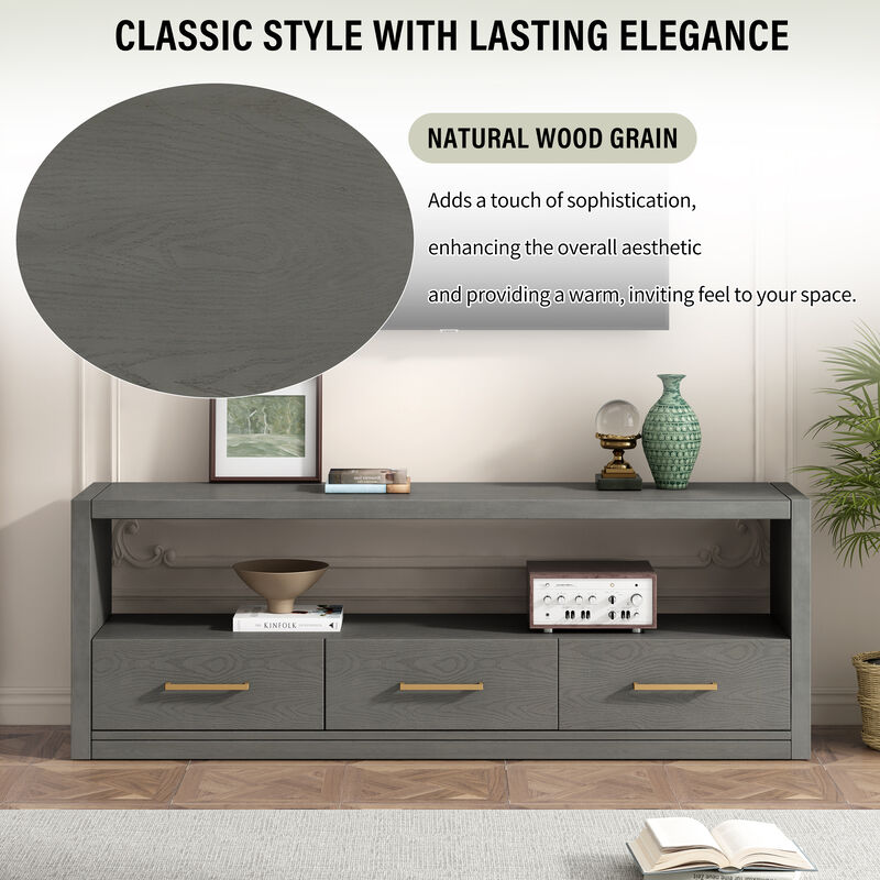 Merax Classic TV Console Side Cabinet TV Stand with 3 Drawers