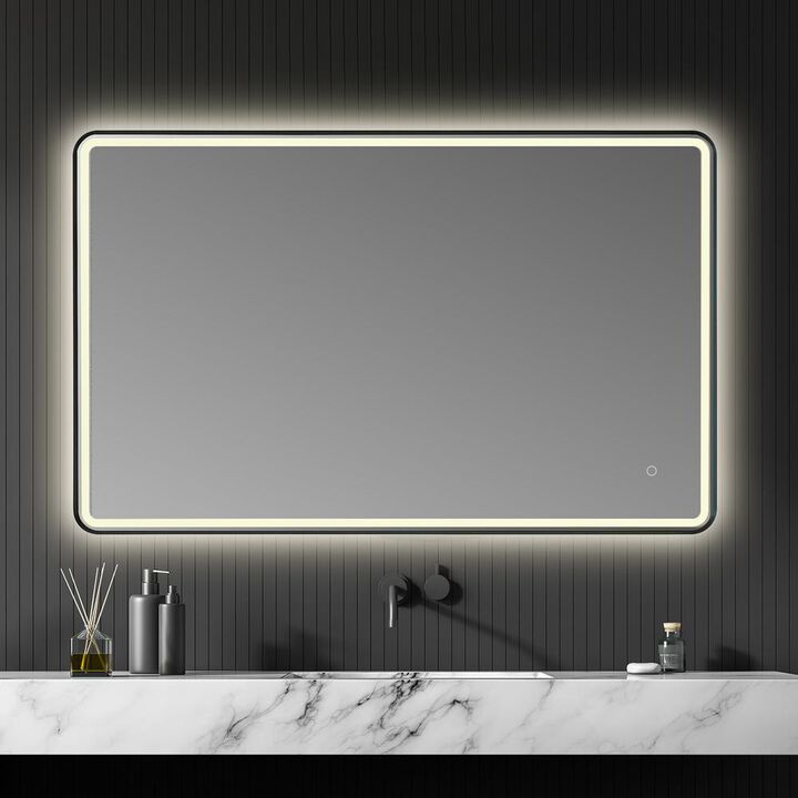 Altair Framed in Matt Black Modern Bathroom/Vanity LED Lighted Wall Mirror