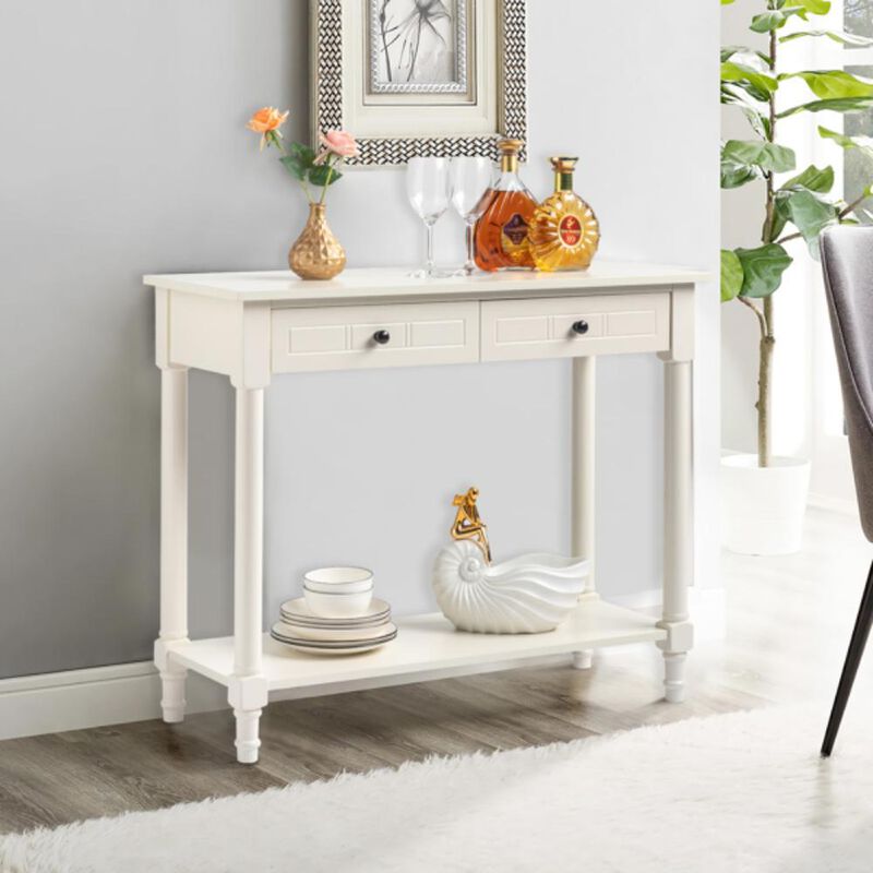 2-Tier Console Table with 2 Drawers Elegant & Functional Entryway or Living Room Storage