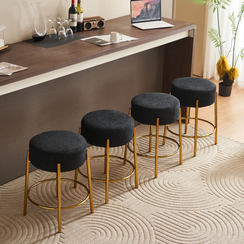24" Contemporary Upholstered Bar Stools, Set of 2