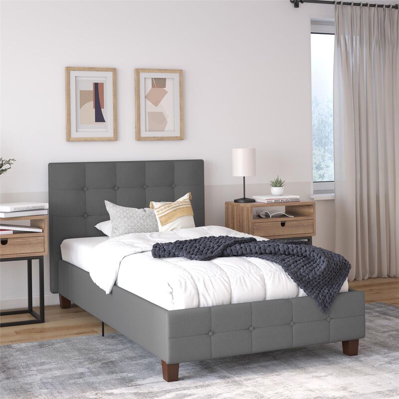 Ryder Black Linen Upholstered Bed