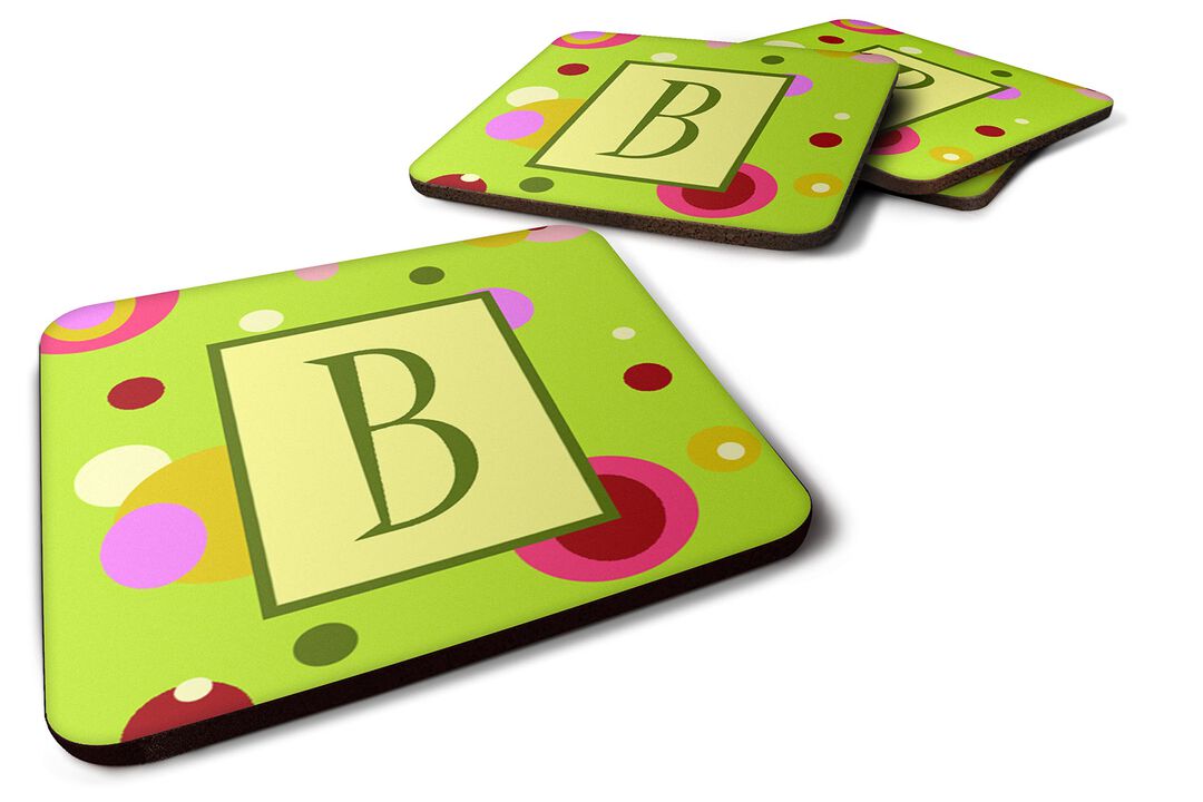 Caroline's Treasures CJ1010-BFC Monogram-Green Foam Coasters (Set of 4), Initial Letter B, 3.5 H x 3.5 W, Multicolor