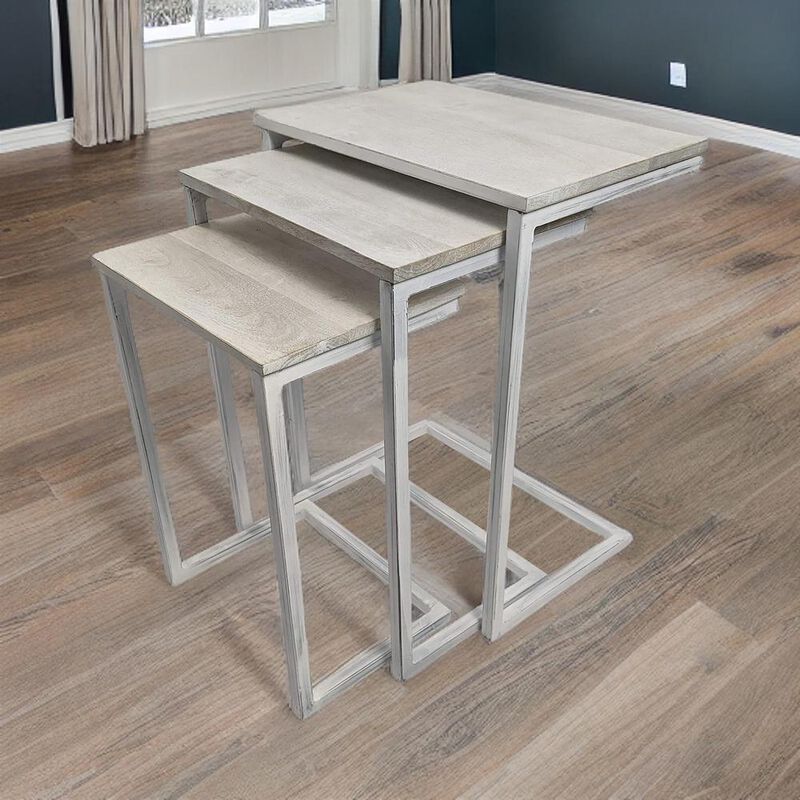Carolina Living Addison Nesting Table Set - Whitewash