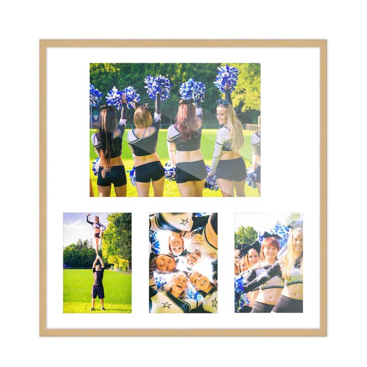14.5x16 Wood Collage Frame with a White Mat for 8x10 & 4x6 Pictures