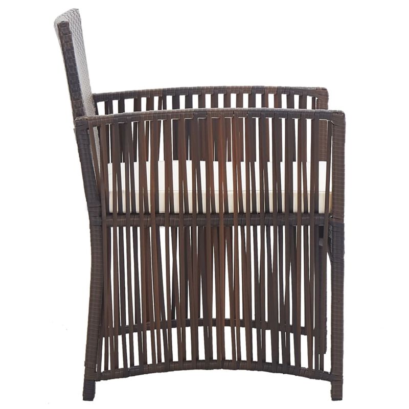 vidaXL Patio Armchairs with Cushions 2 pcs Brown Poly Rattan