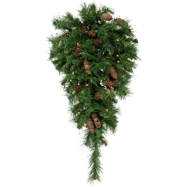 30" Pre-Lit Dakota Red Pine Artificial Christmas Teardrop Swag  Clear Dura Lights