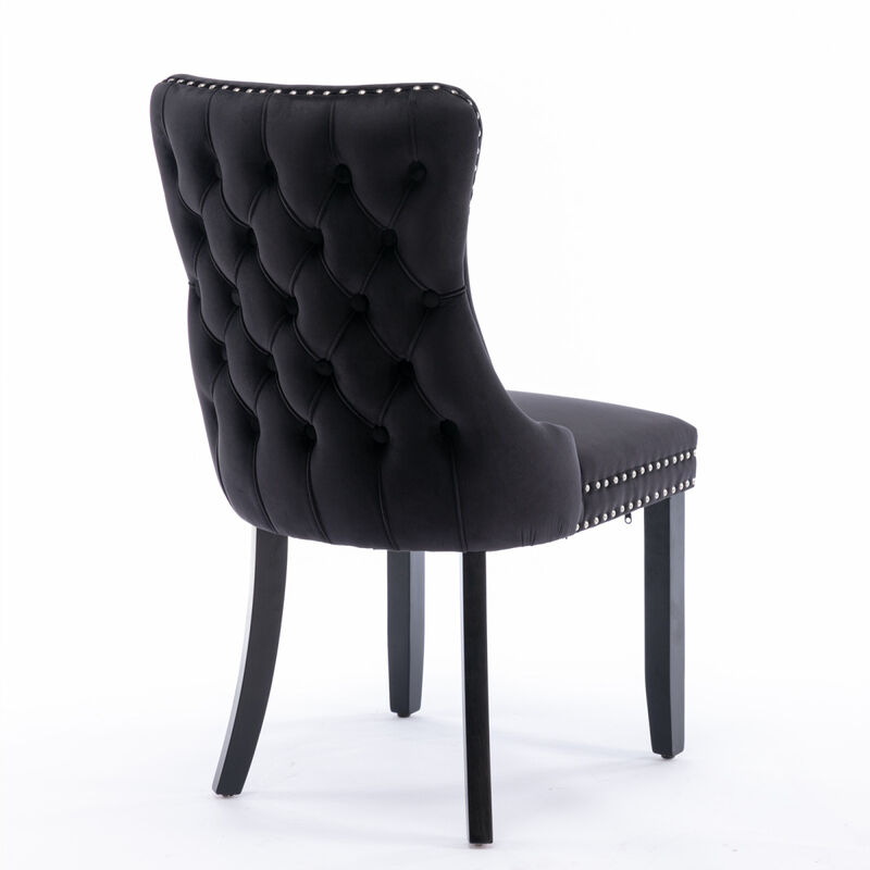 Black Upholstered Dining Chairs, Set of 2
