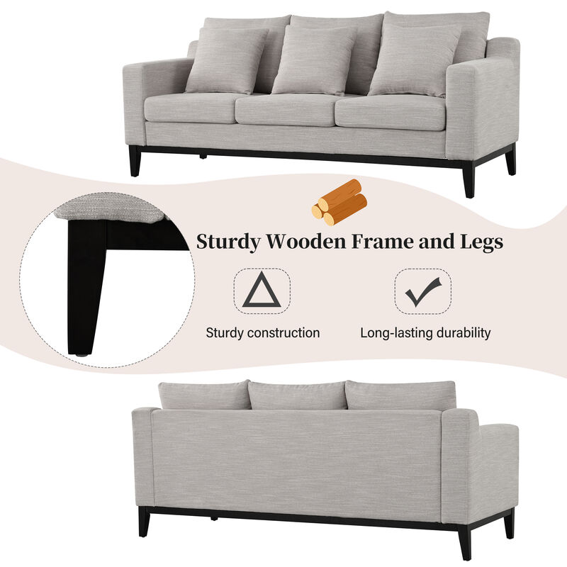 Merax Comfy 3-seat Sofa with Wooden Legs