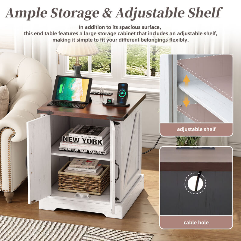 Merax Versatile Side Table End Table with Charging Statio