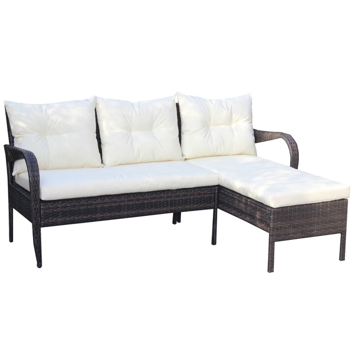 Outdoor Patio Furniture Sets 2 Piece Conversation Set Wicker Rattan Sectional Sofa With Seat