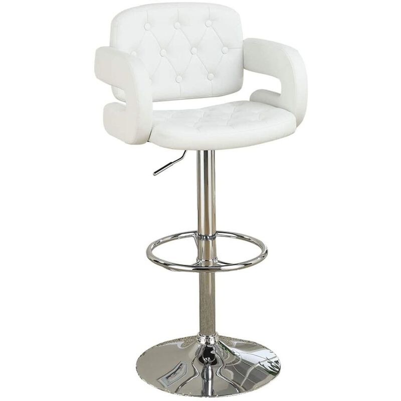 White Faux Leather Adjustable Barstool Chair
