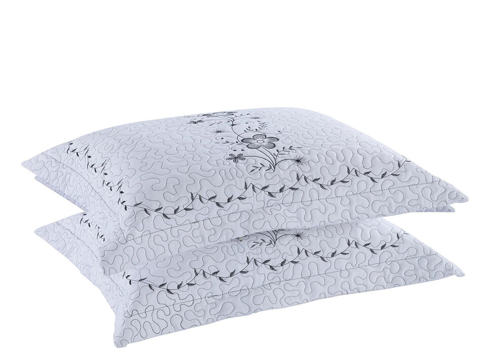 Marcielo 2 Pcs Embroidered Floral Pillow Shams