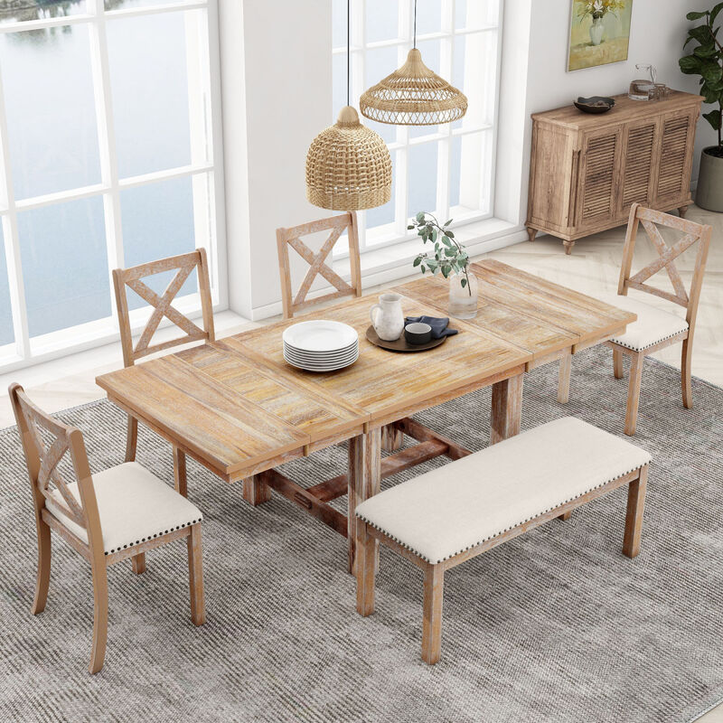 Farmhouse 6-Piece Dining Set with Extendable Table