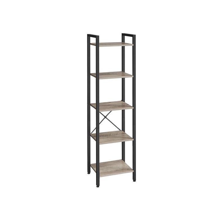 Space-Saving 5-Shelf Bookshelf Ideal for Study Storage