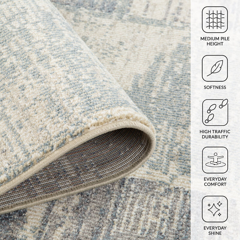 Jordan Aly Light Blue Modern Geometric Area Rug 7'10" x 10'2"