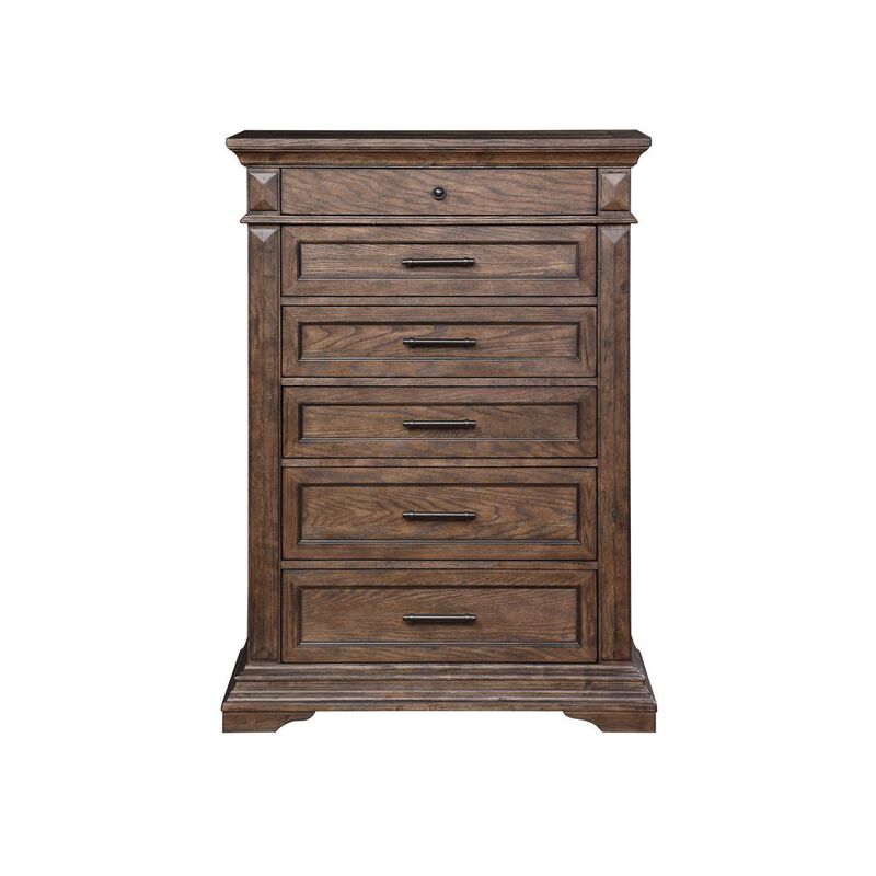 New Classic Furniture Furniture Mar Vista Solid Wood 6-Drawer Chest in Brushed Walnut