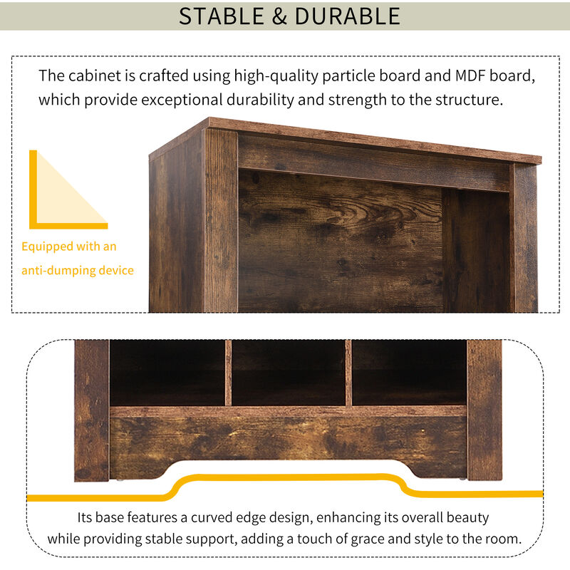 Merax Contemporary Cubby Console  Shoe Cabinet