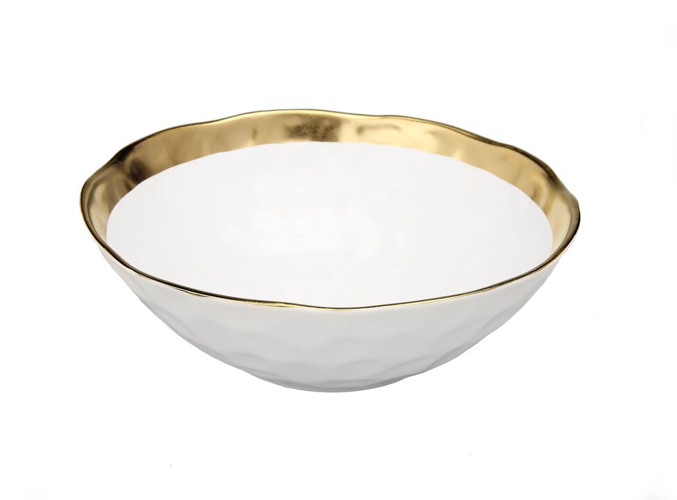 White Porcelain Bowl with Gold Rim