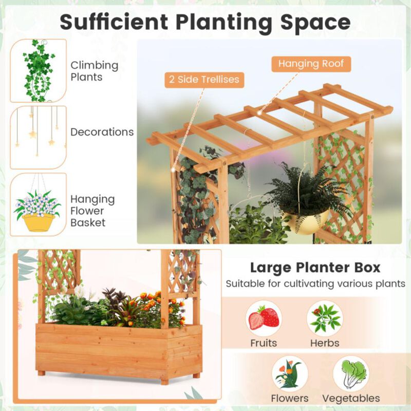 Hivvago Raised Garden Bed with Arch Trellis
