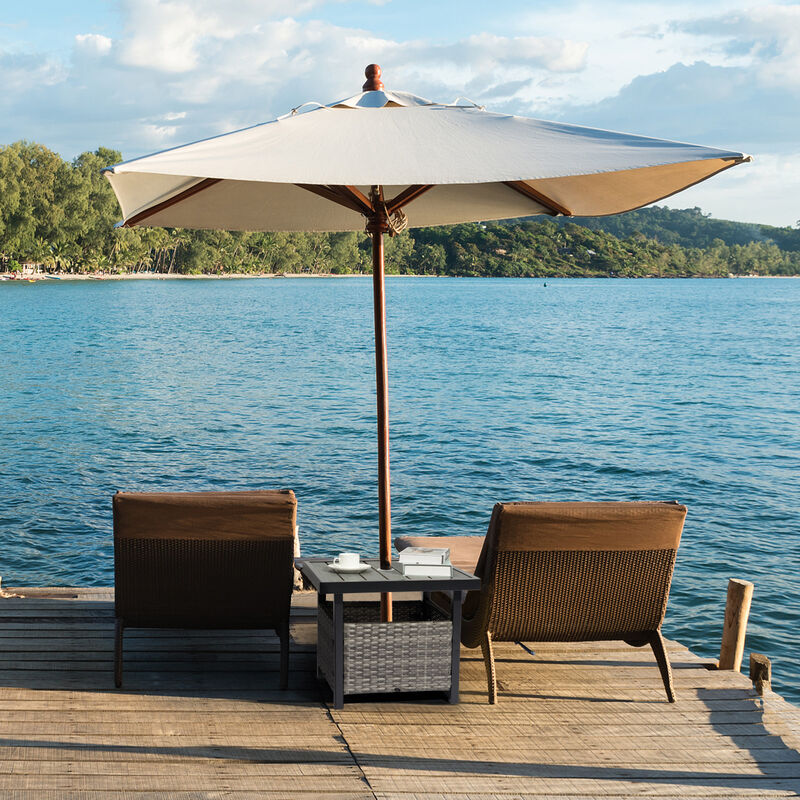 Outdoor Side Table with Umbrella Hole – Patio Table for Garden, Deck & Backyard Seating
