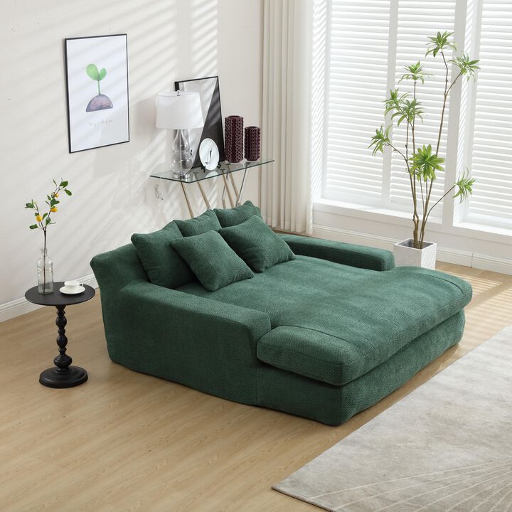 Merax Chenille 2-seater Lazy Sofa With 5 Back Pillows