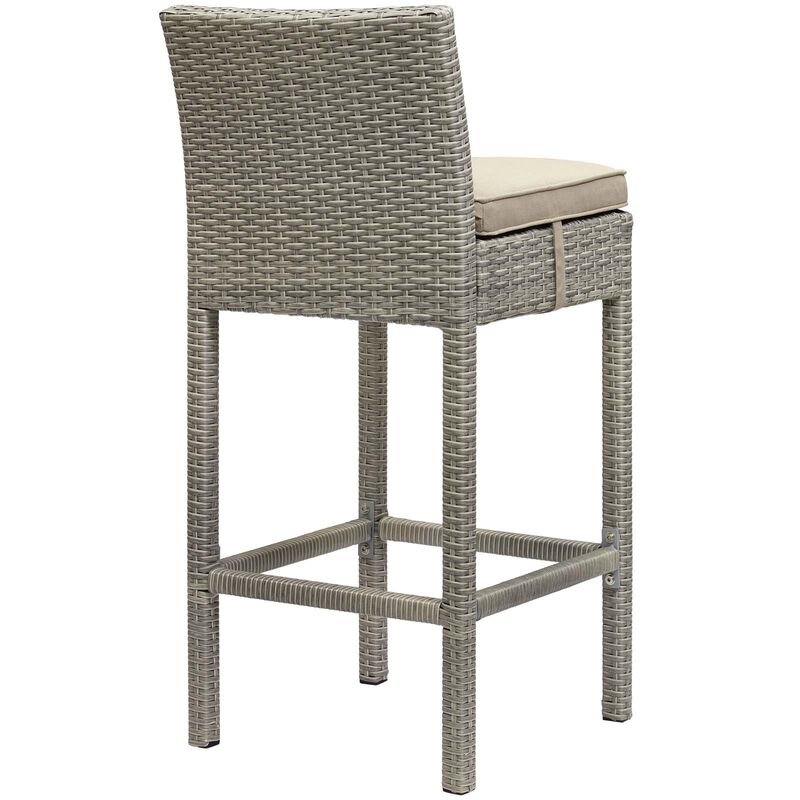Conduit Outdoor Patio Wicker Rattan Bar Stool - Light Gray Beige
