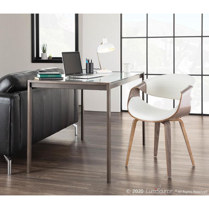 LumiSource Light Grey Wood, White Pu Symphony Chair