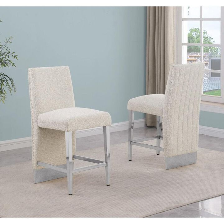 Luxe Cream boucle counter height chairs - Set of 2
