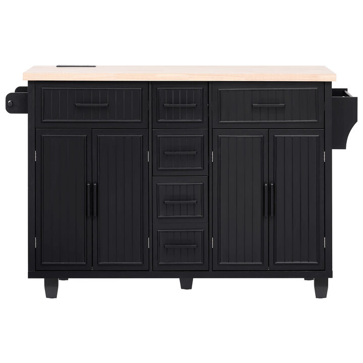 Merax Vertical Stripe Rolling Kitchen Cart on Wheels