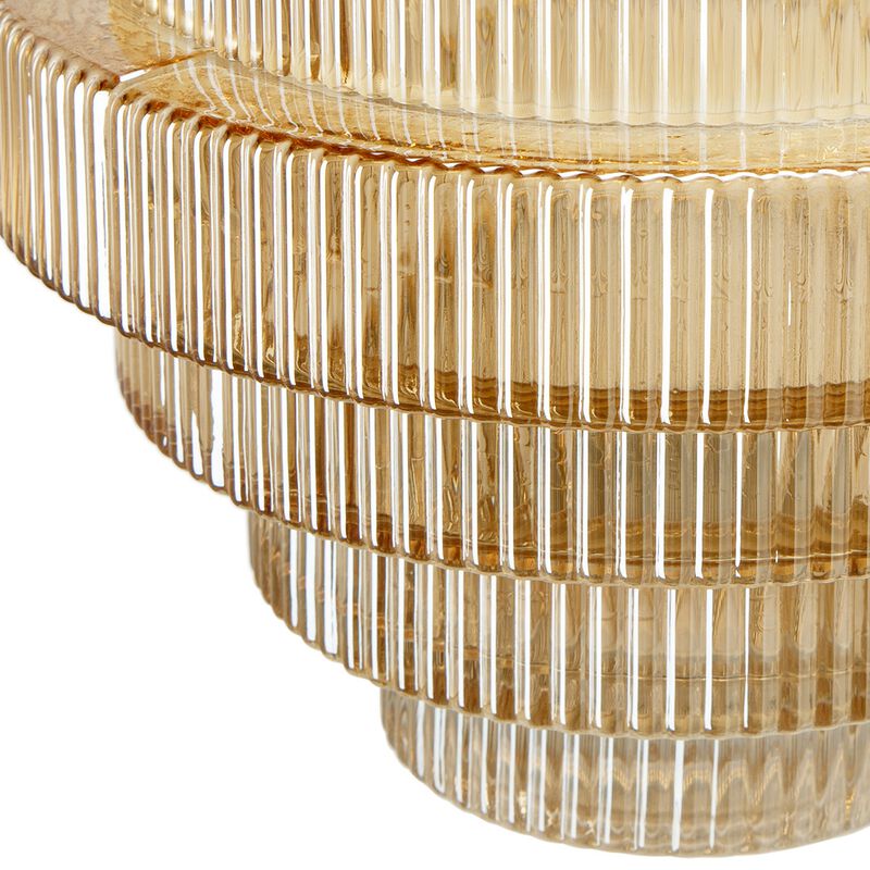 Rae 10 Inch Glass Vase, Geometric Round, Amber Yellow and Clear Finish-Benzara