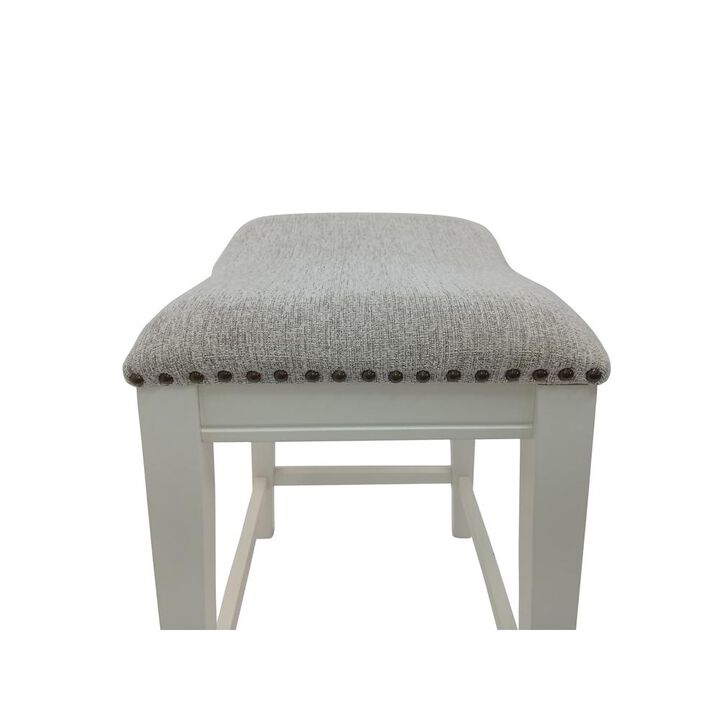 Carolina Living 25 Saddle Counter Stool - Set of 2 - Missouri White - Fawn Chenille Upholstery