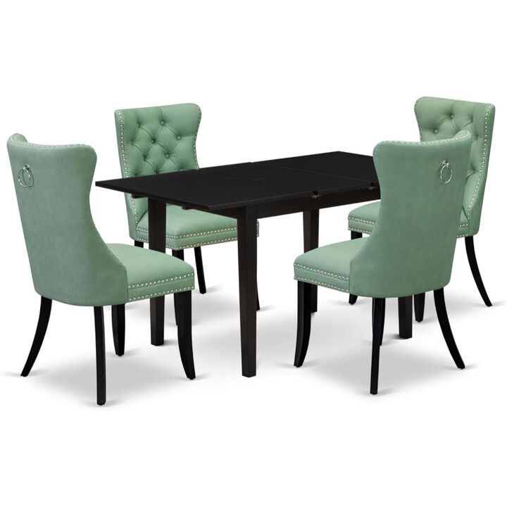 5 Piece Dining Set Consists of a Rectangle Wooden Table with Butterfly Leaf