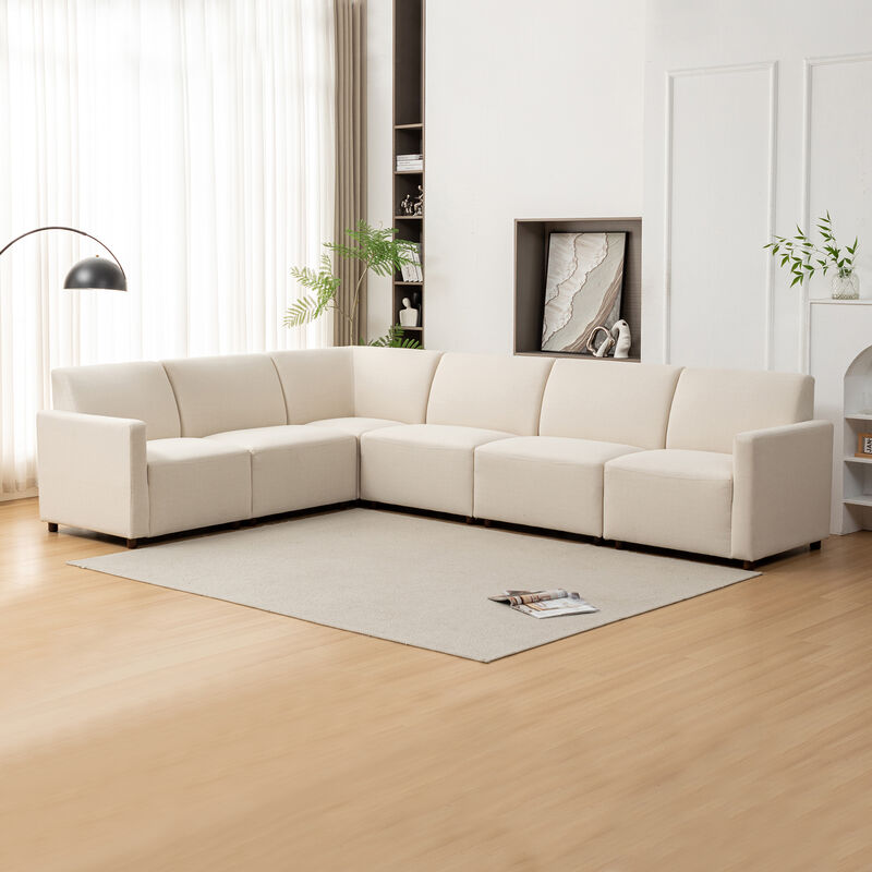 Duvall 6 Piece Modular Sofa - Natural Performance Fabric with Recycled Polyester