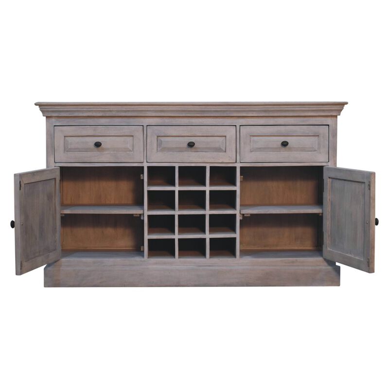 Artisan Furniture Solid Wood Acid Wash Wine Storage Unit