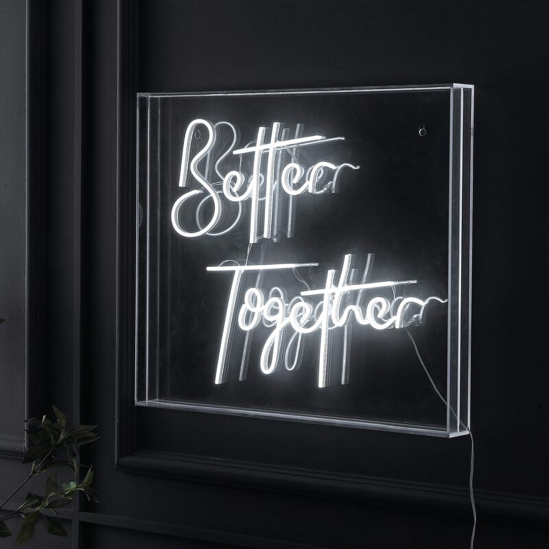 Better Together 23.63" X 20" Contemporary Glam Acrylic Box USB Operated LED Neon Light