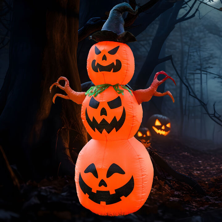 Sunnydaze Jack-O-Lantern Scarecrow 7 ft Inflatable Halloween Decoration